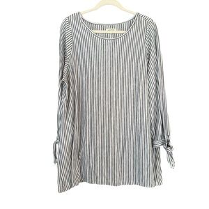 Max Studio White and Black Striped Blouse